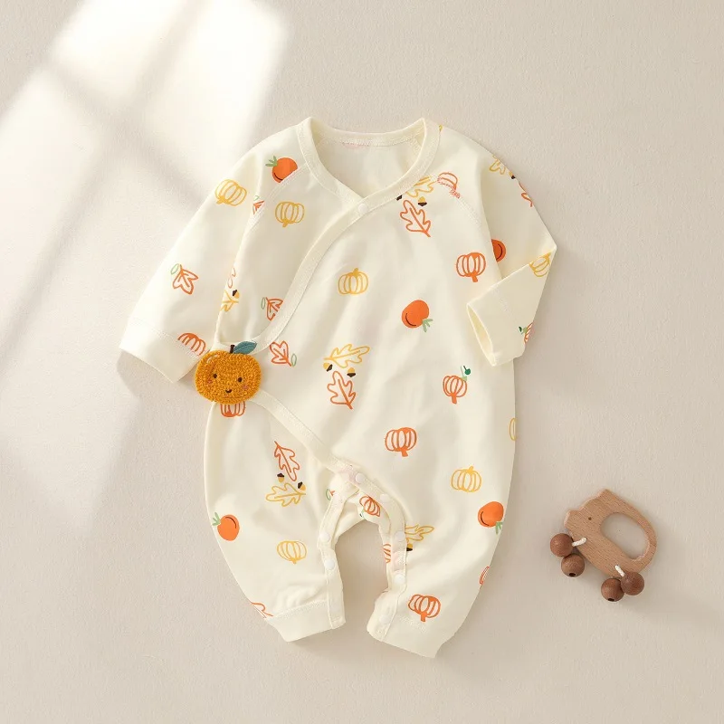 Newborn Romper for Boys Girl Cartoon Printed Jumpsuit Belly Protection Baby Clothes Spring Autumn 100% Cotton Infant Onesie 1-3M