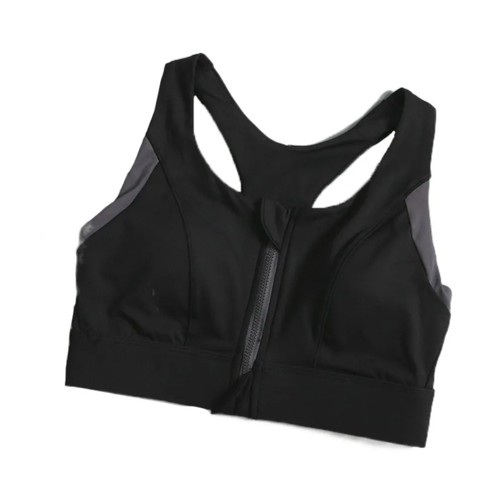 

Patchwork Front Zipper Sports Bra Slim Fit Lingerie Underwear for Women Anti-sagging Shockproof Seamless Bra Sports Fitness