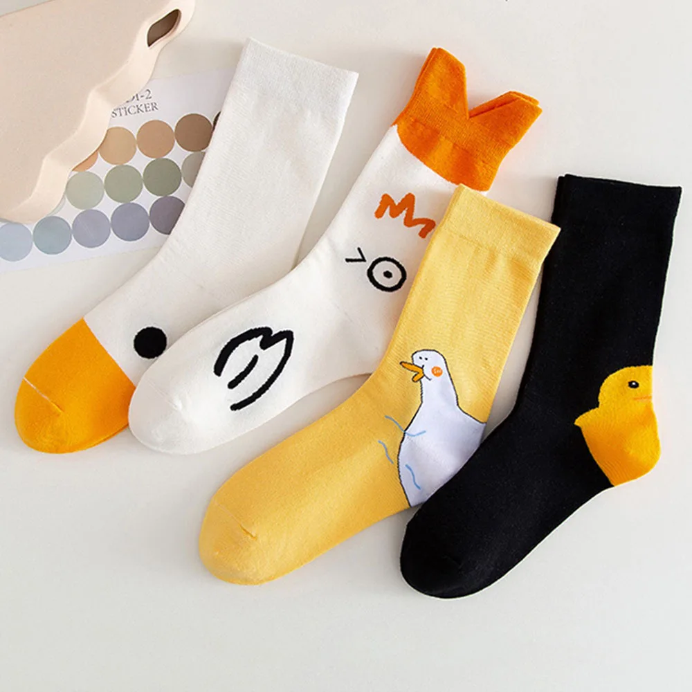 

Носки женские носки средней длины Instagram популярные модные креативные милые японские утки мультфильм хлопковые носки в студенческом стиле High Tide