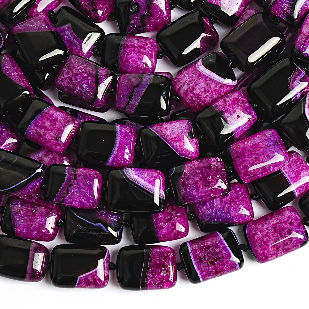 Rose Red Cube-Shaped Agate Beads 20x15mm Genuine Loose Stone Beads for DIY Jewelry Design Unique Square Beads