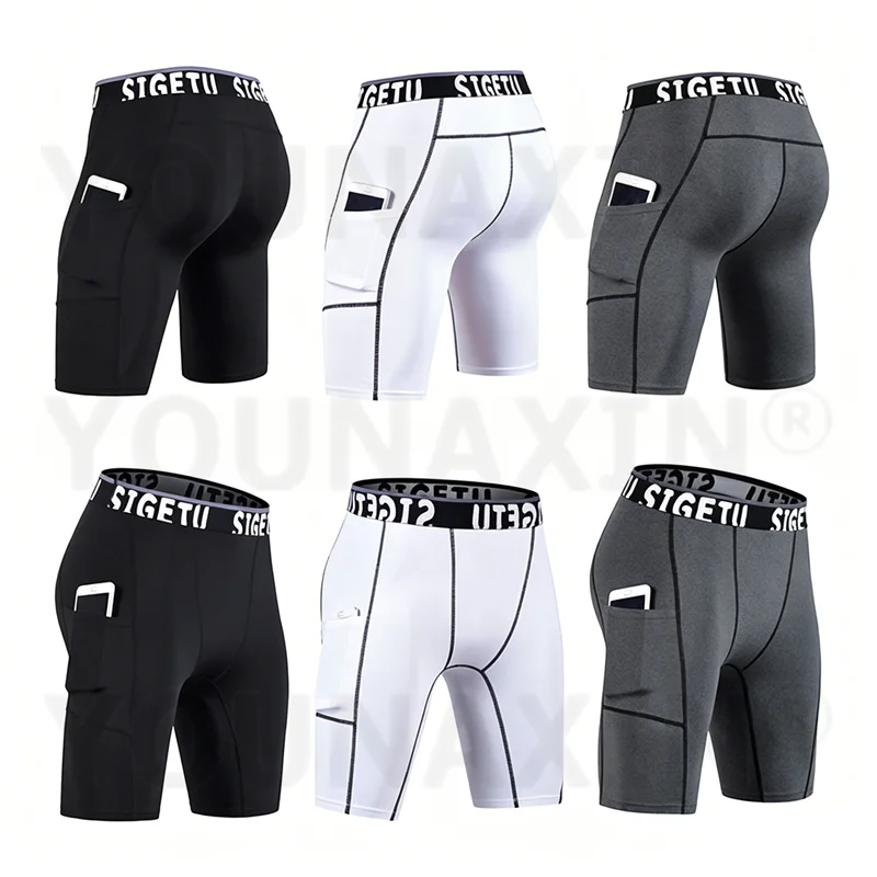 3 Pcs Men's Running Yoga Sports Shorts Boy Skinny Tight Pants Bodybuilding Training Fitness Bottom Underwear Quick Drying S-3XL