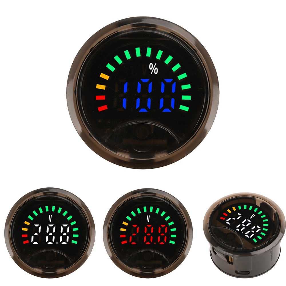 Mini LED Digital Voltmeter DC DC7-100V Display Round Two-wire Car Voltage Current Meter Volt Detector Tester Monitor Pane