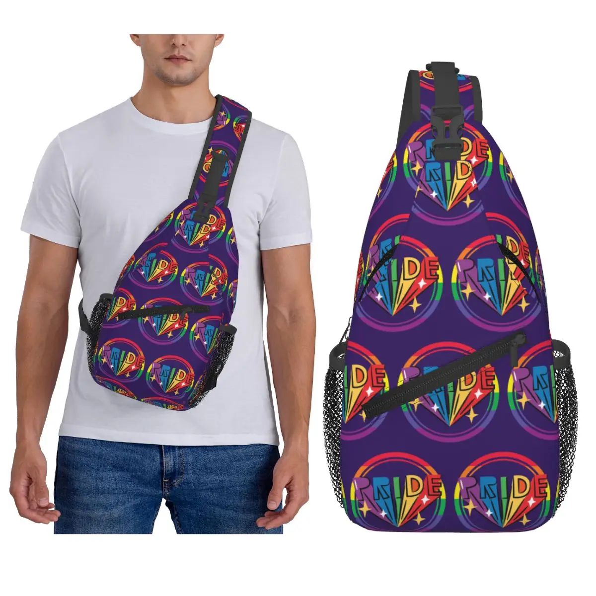 

LGBTQ Pride Printed Chest Bag Men Sling Crossbody Backpack Chest Bag Traveling Hiking Daypack Shoulder Bag