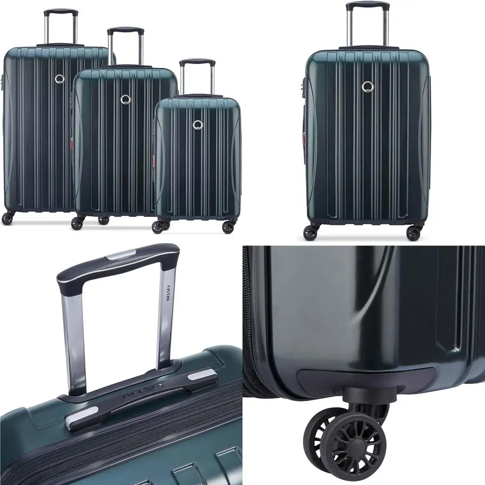 طقم أمتعة دوارة قابلة للتوسيع مكون من 3 قطع، أزرق مخضر، 21/24/28 بوصة، جوانب صلبة مع تقنية الهيليوم للسفر خفيف الوزن