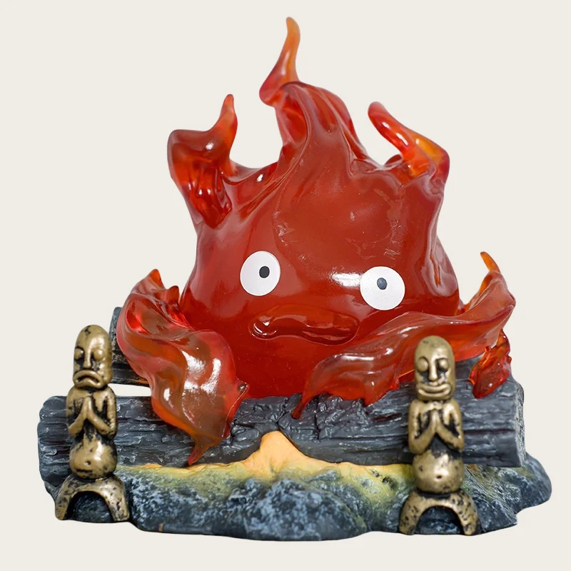 12cm Anime Calcifer Objects Lamp Howl's Moving Castle Model Toy pvc Cartoon Candle Desktop Figures Gk Luminable Statue Doll Gift