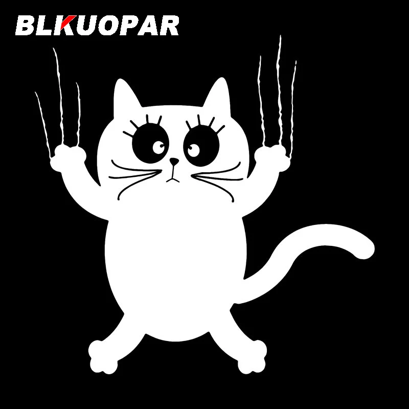 BLKUOPAR Cat Lying On The Glass And Sliding Down Shocked Face Animals Car Stickers Personality Decal Windows Trunk Decoration