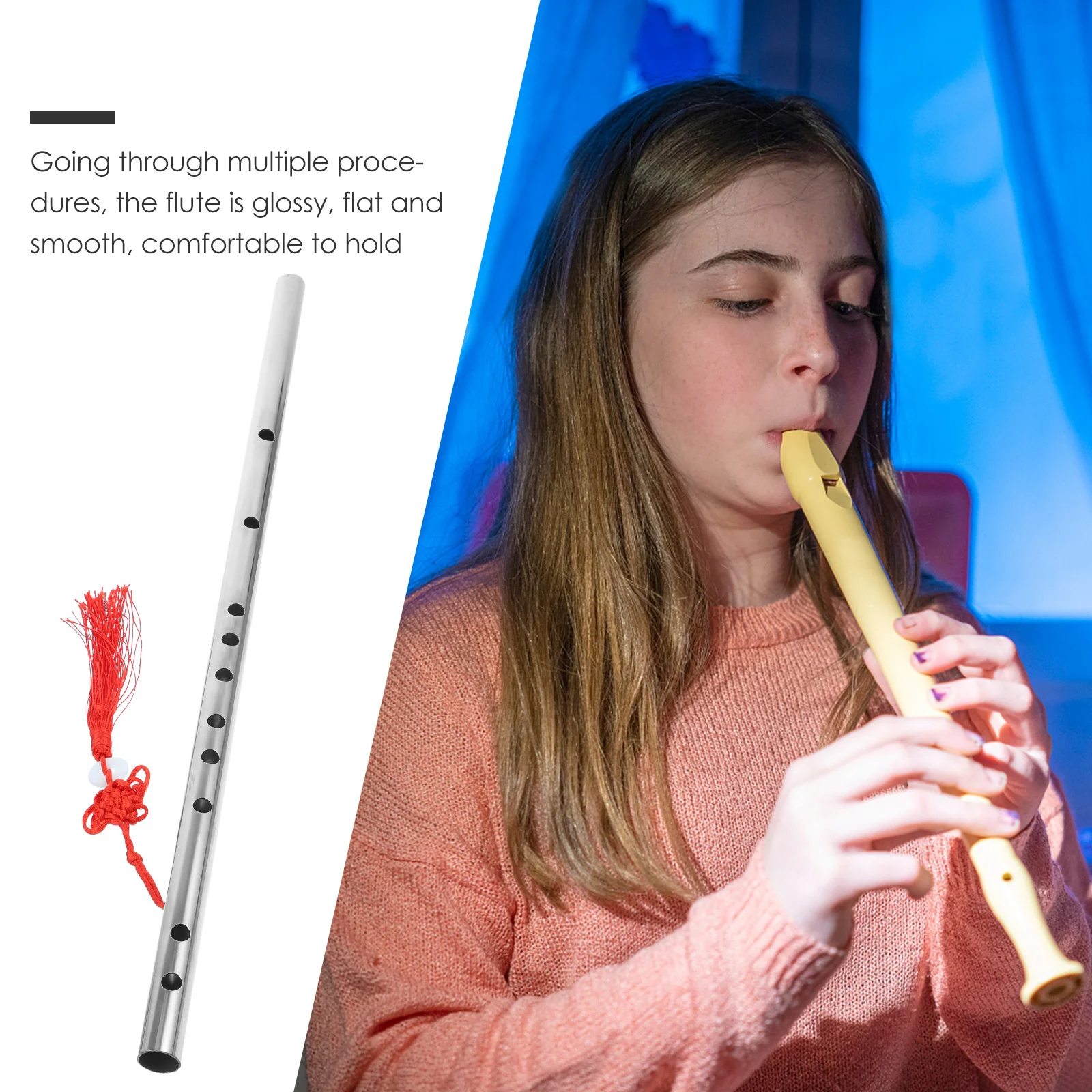 

1Pcs Stainless Steel Chinese Flute Lightweight Portable Beginners Flute Introductory Student Instrument Durable Sturdy Accurate