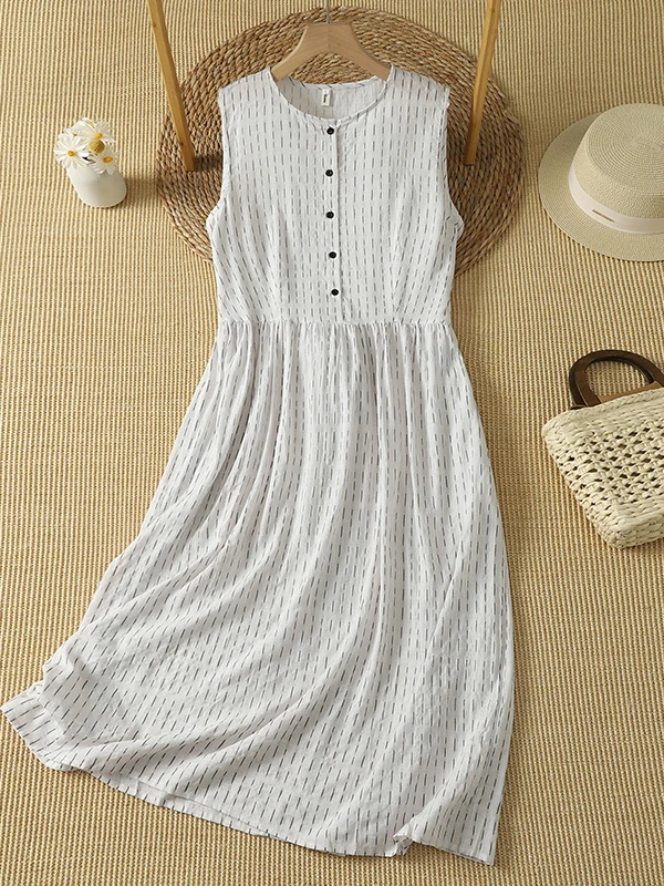 Korean Japanese Brand Bow Waist Stripe Bloom Dress Women's plus Size Sleeveless Elegant Vest Dress Vintage Loose Fit High Wai...