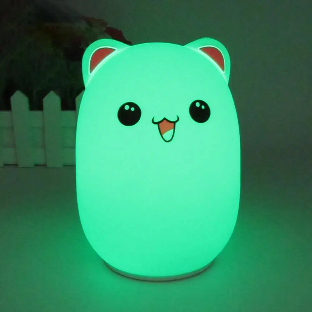 Adjustable Brightness Night Light Kitty Night Light Adorable Silicone Night Light with Auto-off Function Dimmable for Bedside