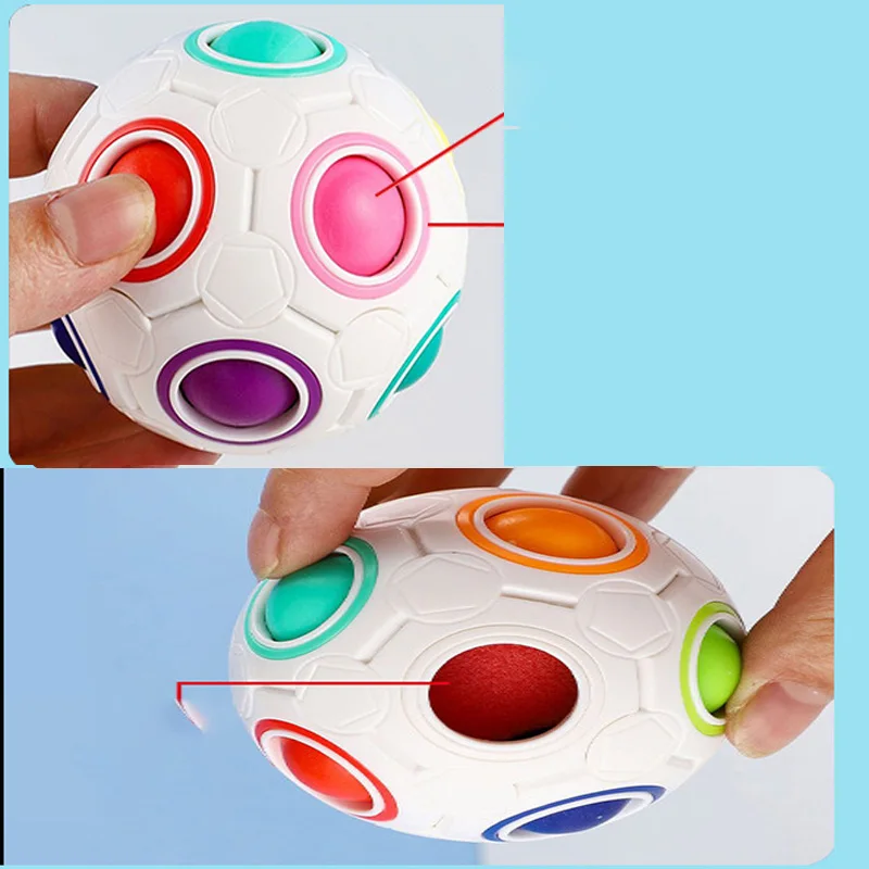 1/4 Stück 12-Loch Magischer Regenbogenball, Drückbarer Spaßball, Intelligenz-Freizeitspielzeug, Geschenk für Kinder, Stressabbau – Detail 4