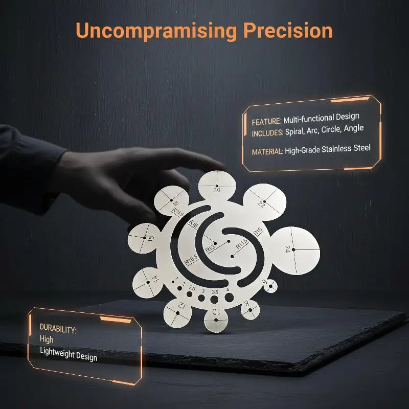 -11 In 1 Multi Function Circle Template Radius Gauge 8 24mm Round Corner Arc Finder Center Locator Ruler For Woodworking
