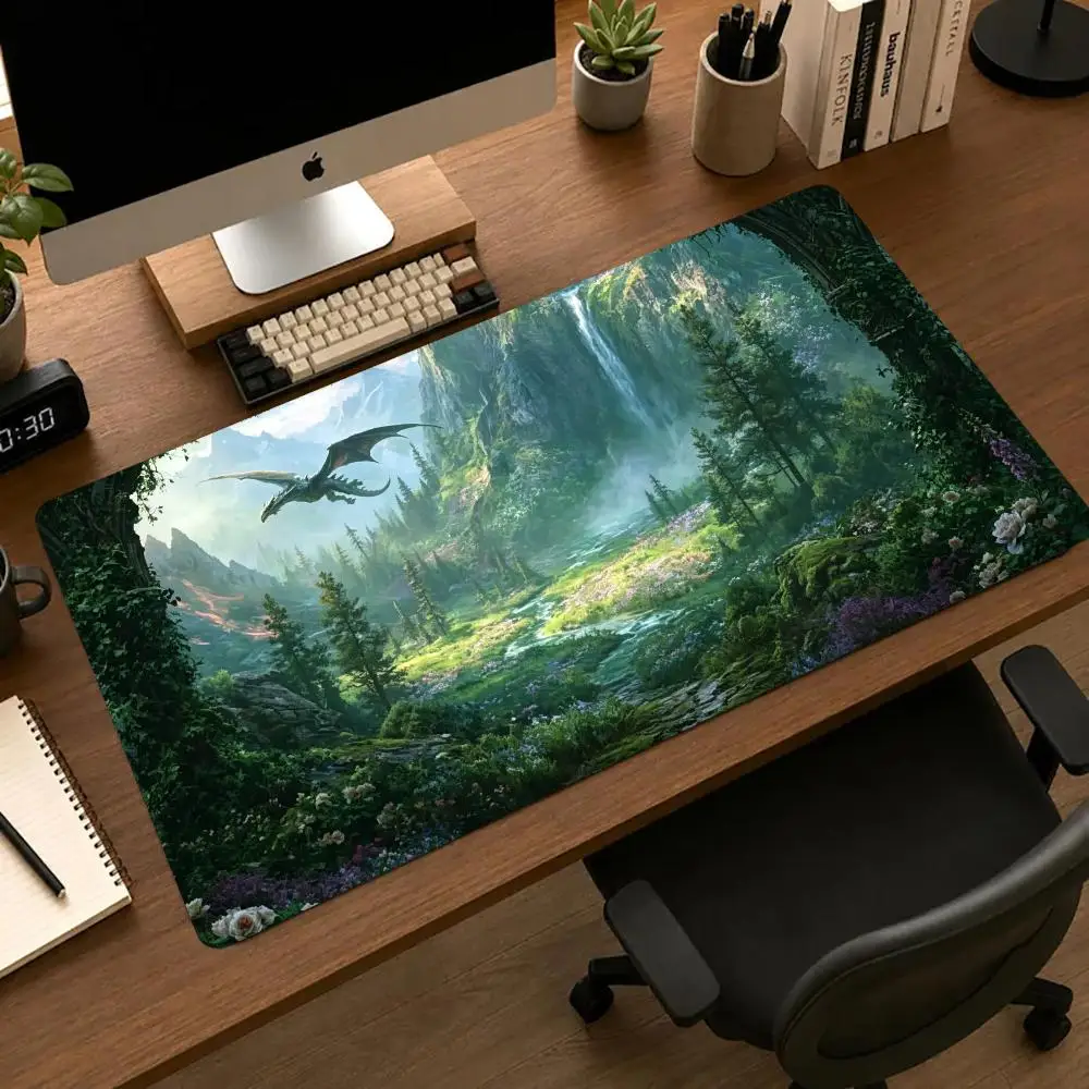 Fantasy Dragons Landscape Mousepad Pc Accessories Desk Interior Gaming Mats Carpet Mouse Mat Office Decor Gamer Setup Decoration