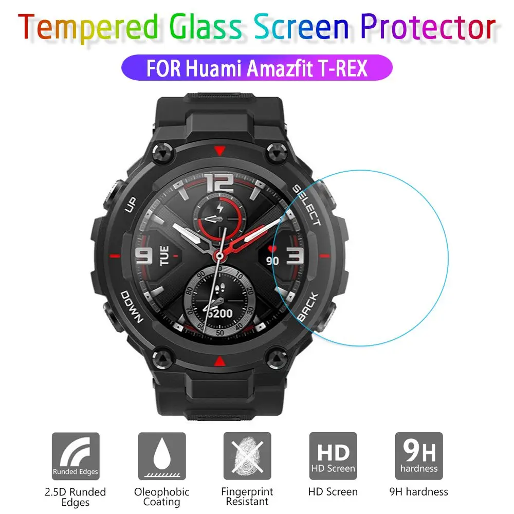 Proof Impact Resistant Anti-Fingerprint Screen Protector 9H HD Protective Films Tempered Glass For Xiaomi Huami Amazfit T-Rex
