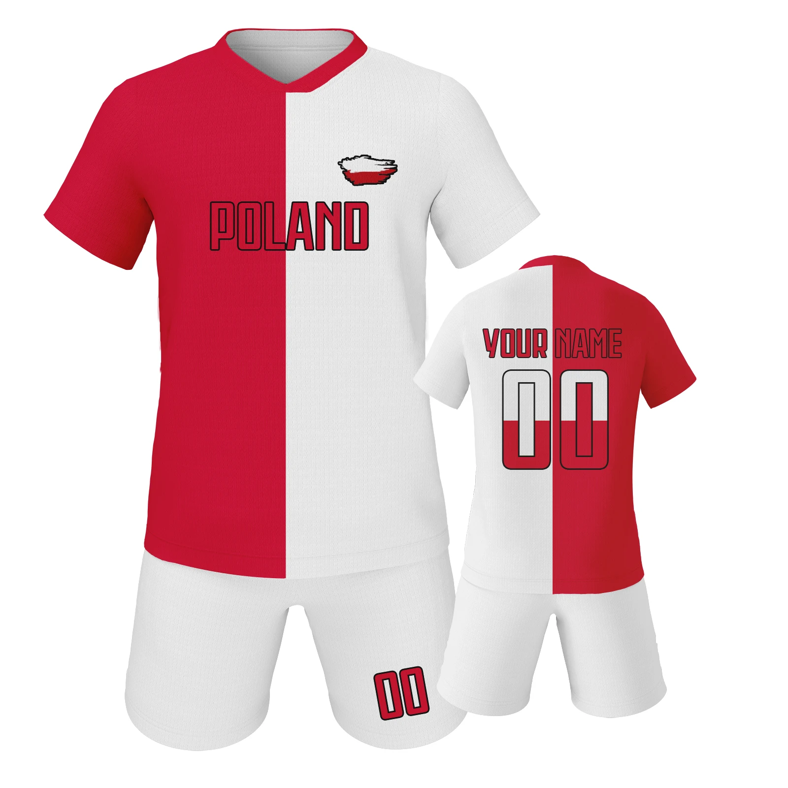

Custom Poland Soccer Uniform for Children Personalized Youth Soccer Jersey with Name ＆ Number National Team Football Shirt