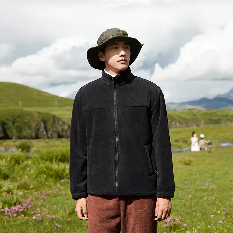 Pop Plus Size Men's Clothing Soft-shell Fleece Camping Jacket Men's Women's Thick Warm Cardigan Coat Winter Outdoor Windproof Ja