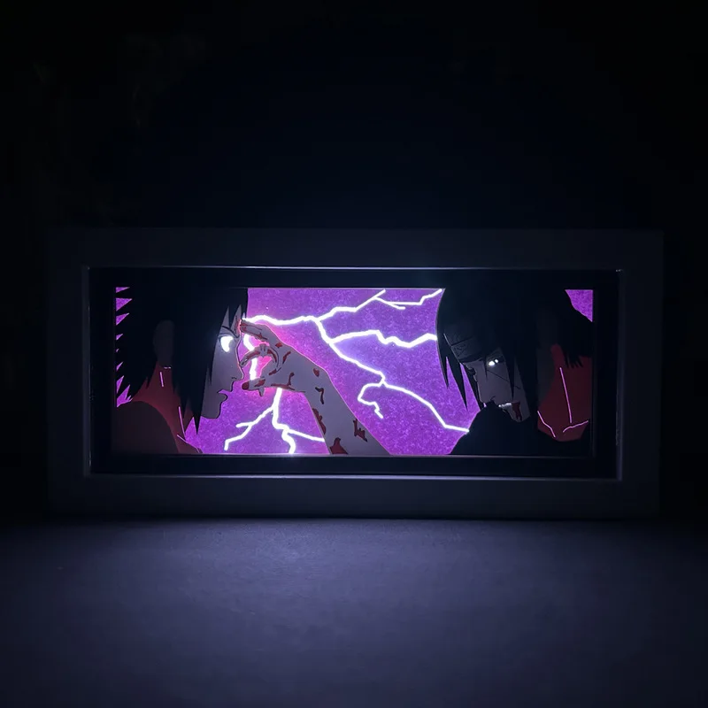 Uchiha Itachi Paper Carving 3d Anime Lamp Led Light Box Naruto Sasuke Kakashi Room Decoration Lamp Brithday Gift Action Figure