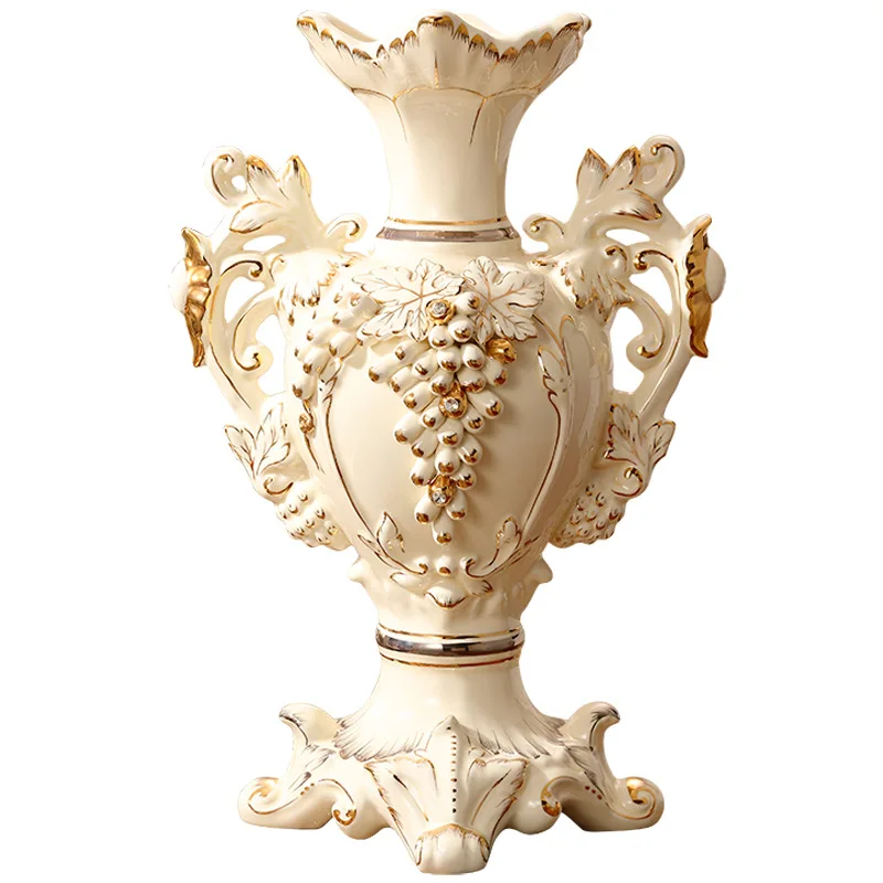 

European vase ornament ceramic Liu living room flower arrangement dried flower retro creativity