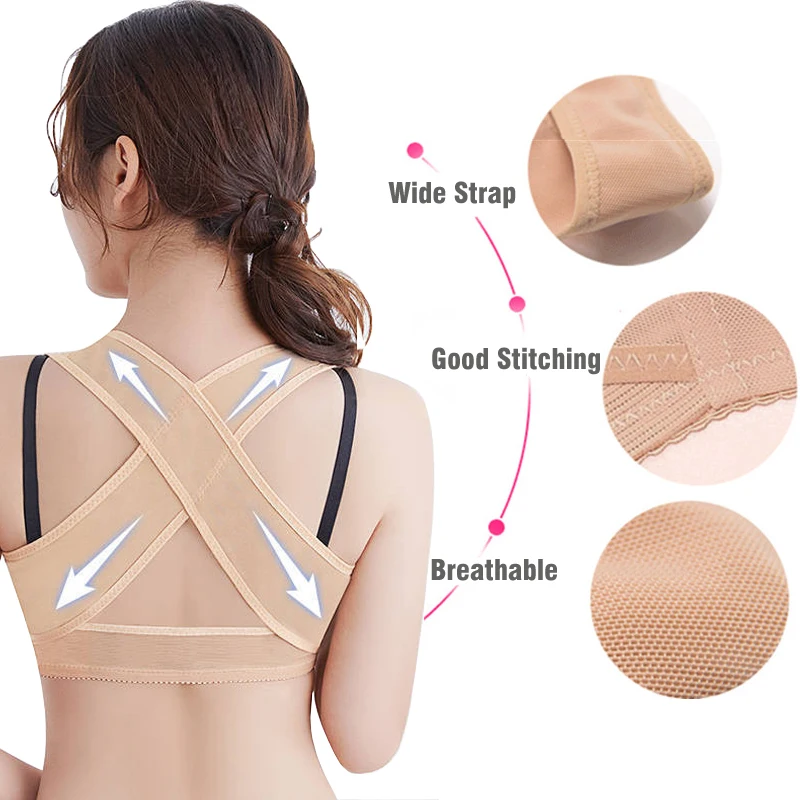 Women Posture Corrector Back Support Belt Shoulder Support Shapewear Chest Brace Bra Up Spine Hunchback Correction Health Care