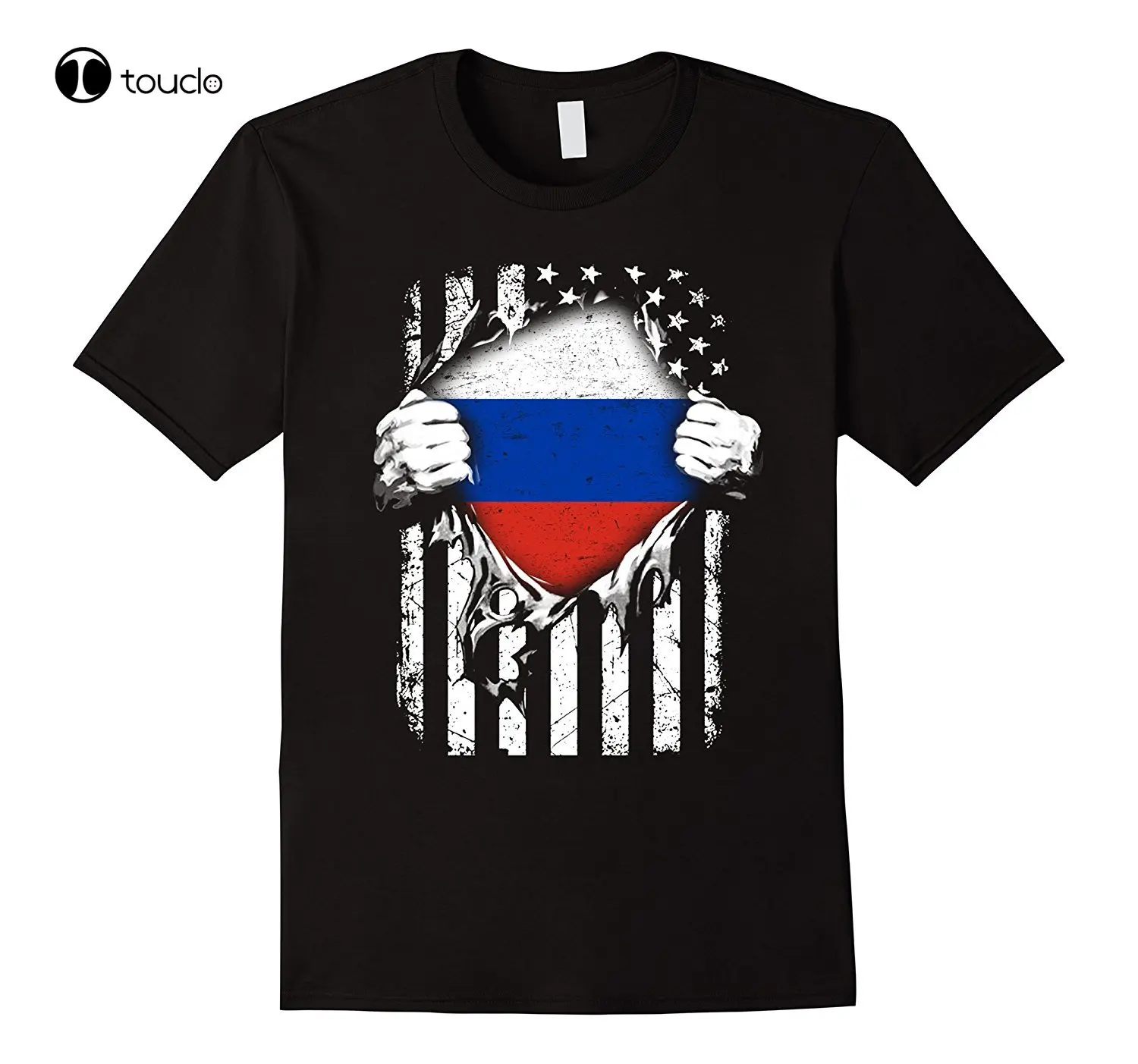 New Summer Cool Tee Shirt Super Russia Shirt Russian American Patriot Flag Tshirt Cotton T-Shirt Tee Shirt Fashion Funny New