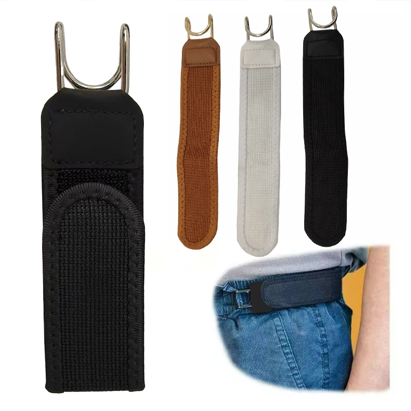 Adjustable Buckle-Free Elastic Belt with Hook and Nylon Fastener, Suitable for Men's Casual Invisible Belt, Perfect Comfortable Belt Gift, Outdoor Functional Metal Buckle-Free Belt Hook, Magic Tape Waist Buckle, Comfortable Metal Hook, Adjustable Elastic Belt, Same Style Release