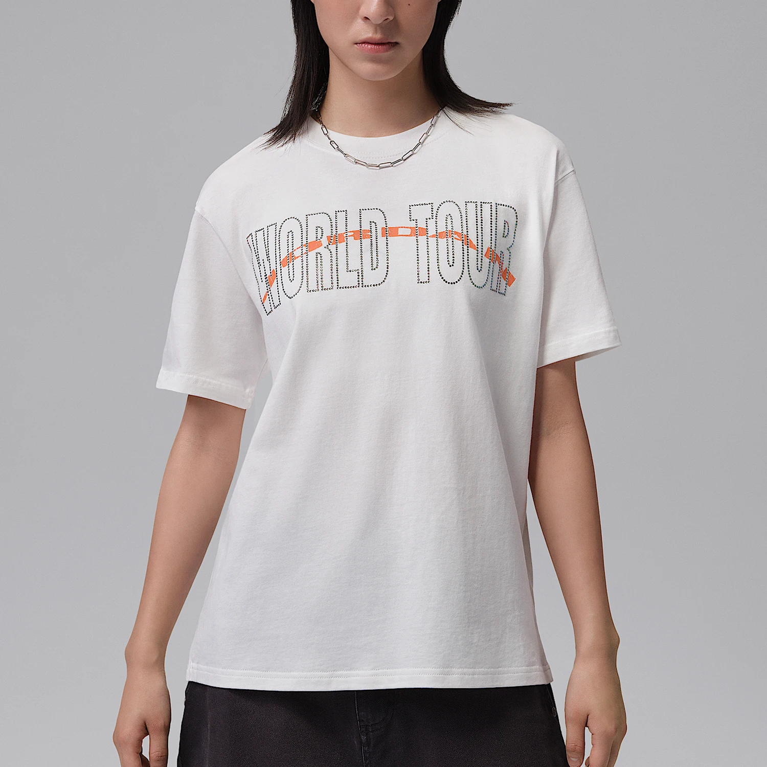 Nike genuine JORDAN women's letter printed skin friendly sports short sleeved T-shirt IF0840-133