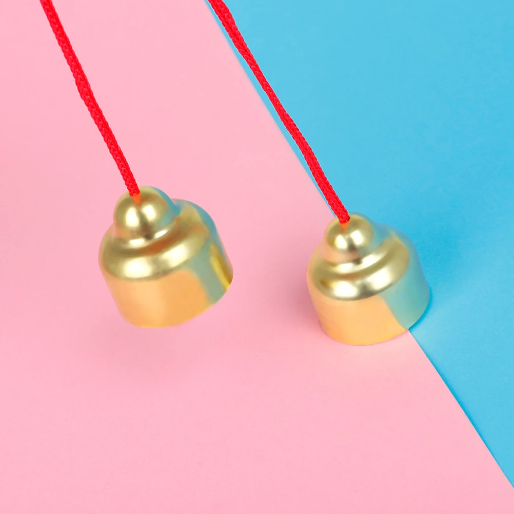 

2 Pcs Teaching Aids Hand Bells for Children Practical Plaything Musical Toy Golden Ring The Kids Early Education