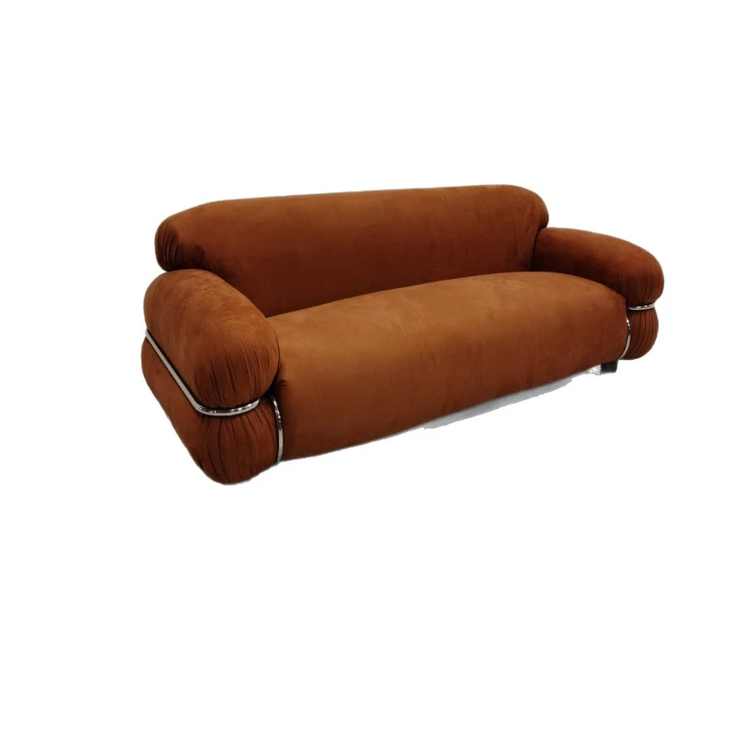 

Nordic designer fabric sofa Italian living room steel ring modern small apartment straight sofa