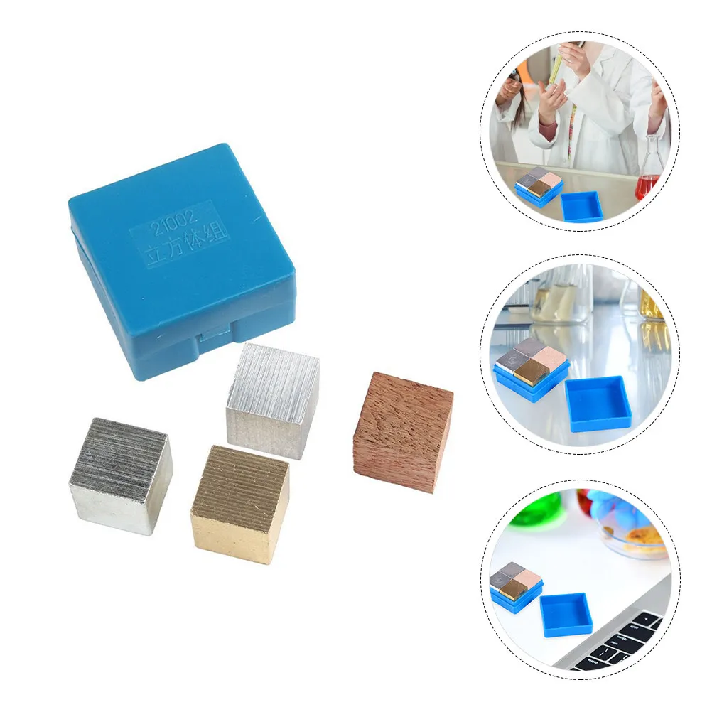 1Set Scientific Physical Experiment Cube Blocks Aluminum Iron Wood Copper for Educational Use Intelligence and Creativity