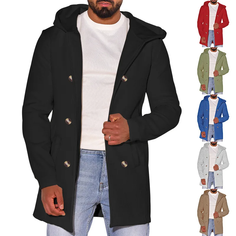 Men's Anorak Export Autumn and Winter Hot Selling Personality Woolen Coat Double Breasted Casual Men's Coat