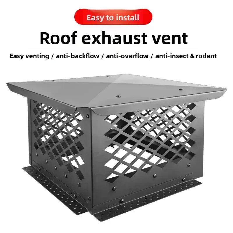 Chimney Cap, Rain Cap, Adjustable Bottom Black Windproof Corrosion Resistant