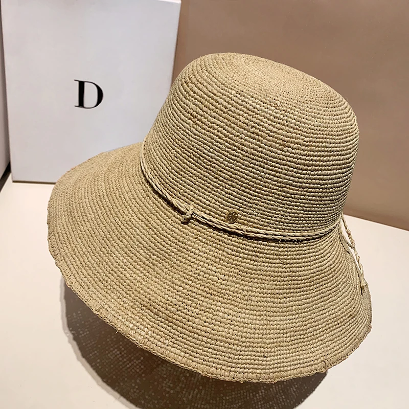 Lafite Straw Hat Women's Summer Beach Sun Protection Hat Elegant Versatile Face Slimming Large Brim Fisherman's Hat ...