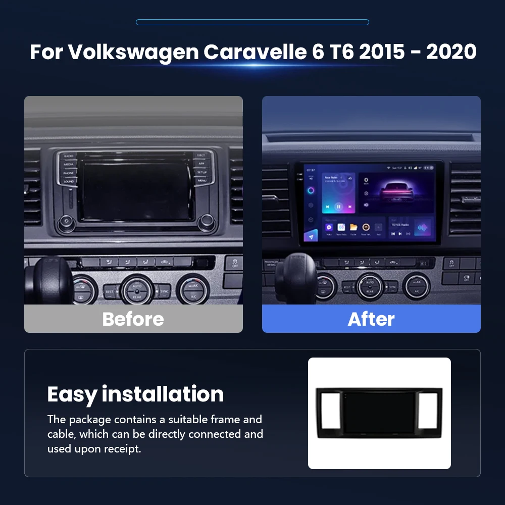 Android 16 Carplay Auto For VW Volkswagen Caravelle 6 T6 2015 2016 - 2020 Car Radio Multimedia Player Video Touch Screen Stereo