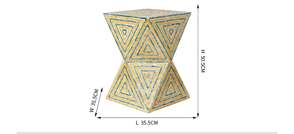 Home Rhombus Art Handmade Shell Side Tables Corner Tables Sofa Small Coffee Table Living Room Decorative Pier Sitting Bench