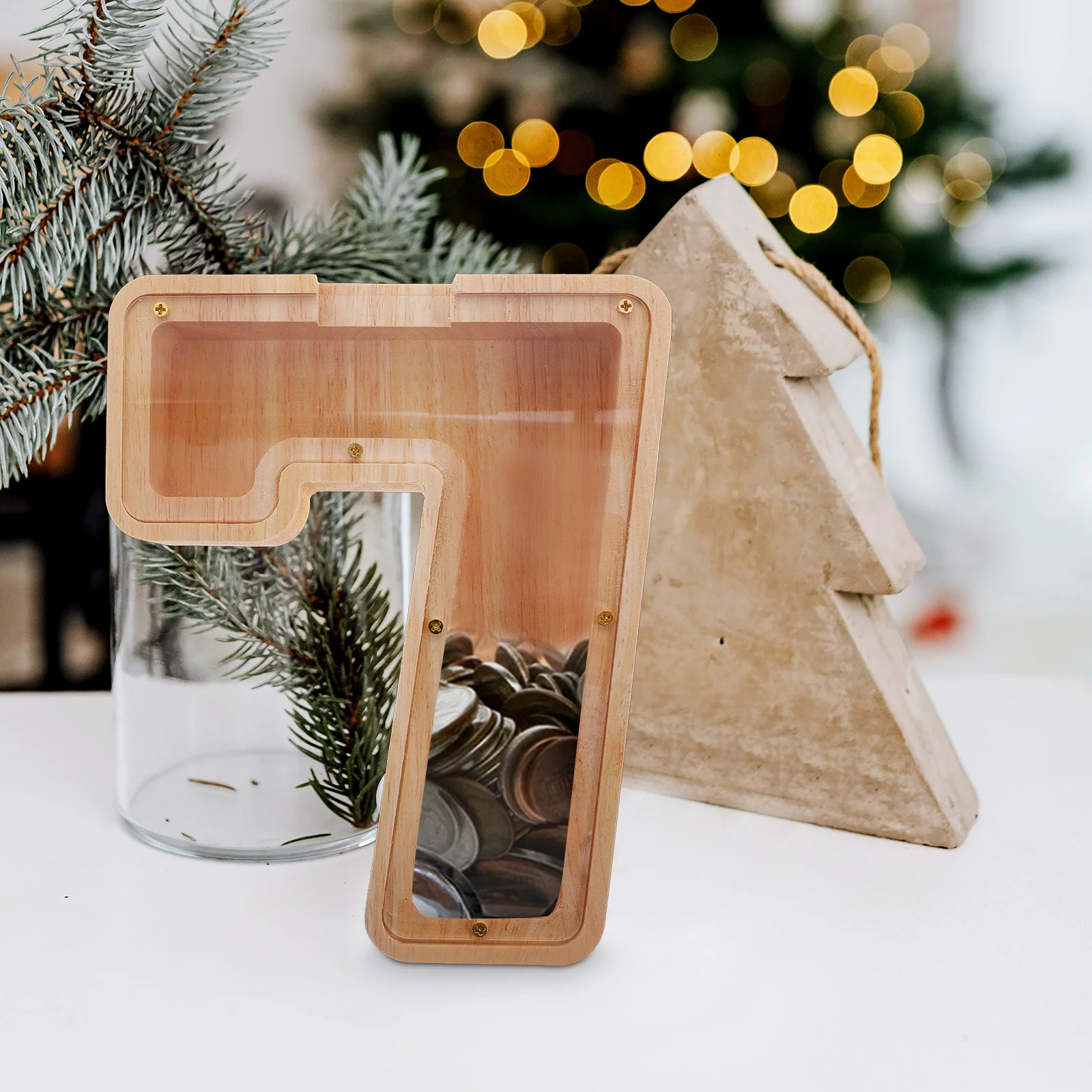 Digital Wooden Piggy Bank Unbreakable Money Jar for Children's Room Decor Teaching Savings Habit Portable Desktop Coin Storage