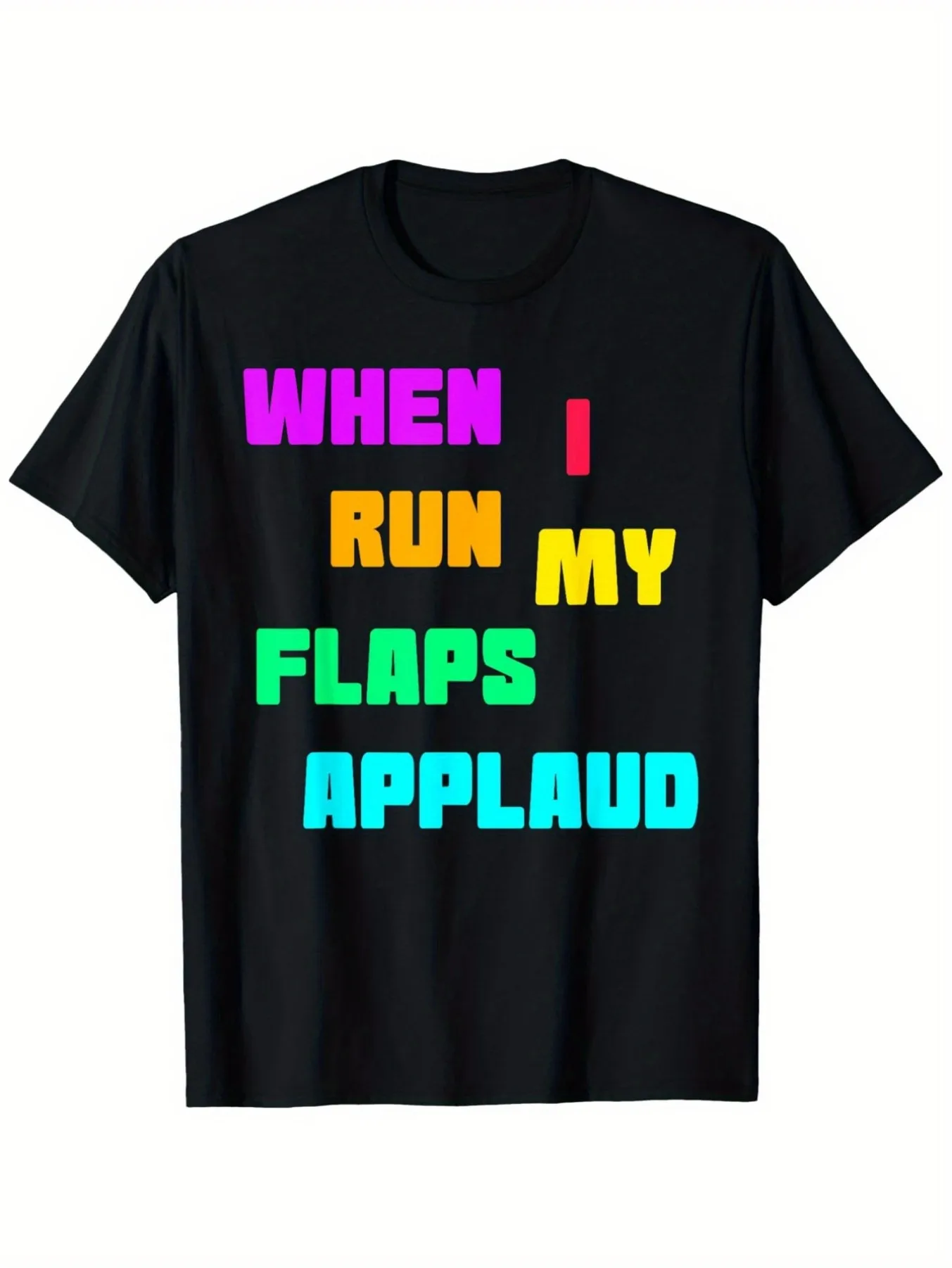 Clapping when running is inappropriate Embarrassing turns Fun T-shirt Men's Cool Duck Pattern Black Casual Round Neck Short Sleeves Cornhole Princess T-shirt Fabric Weight 100 Cotton