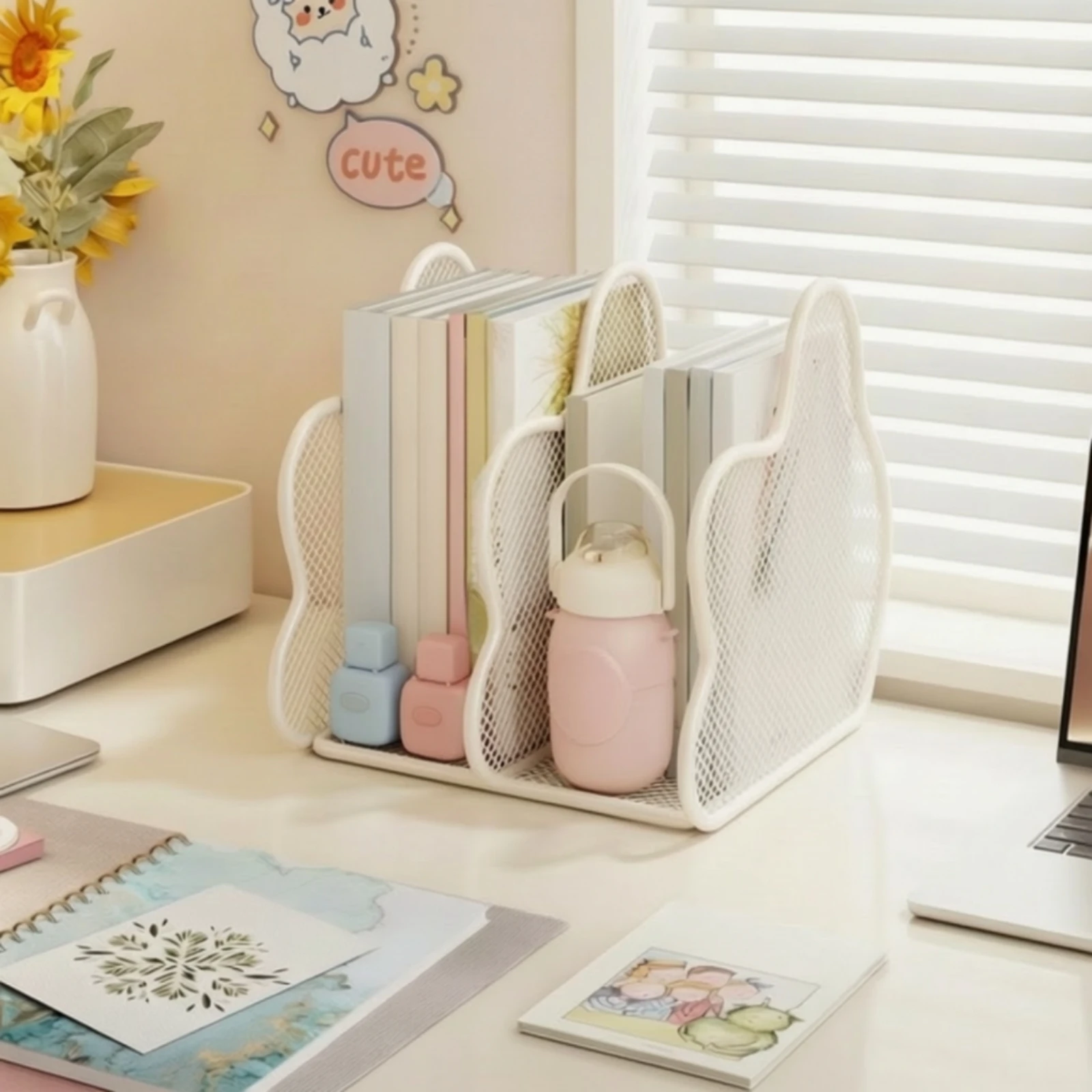 Upright Mesh Desktop Organizer Large Vertical File Organizer Metal File Holder Sturdy Freestanding for Professionals