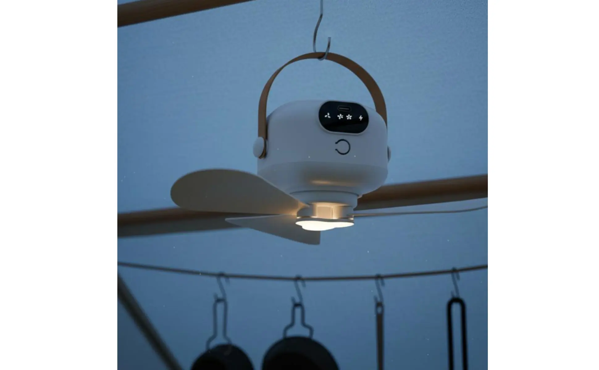 Ceiling Fan Light USB Rechargeable Hanging Ceiling Fan Home Appliance 3 Speed Settings for Students, Dorm Room, Outdoor Camping