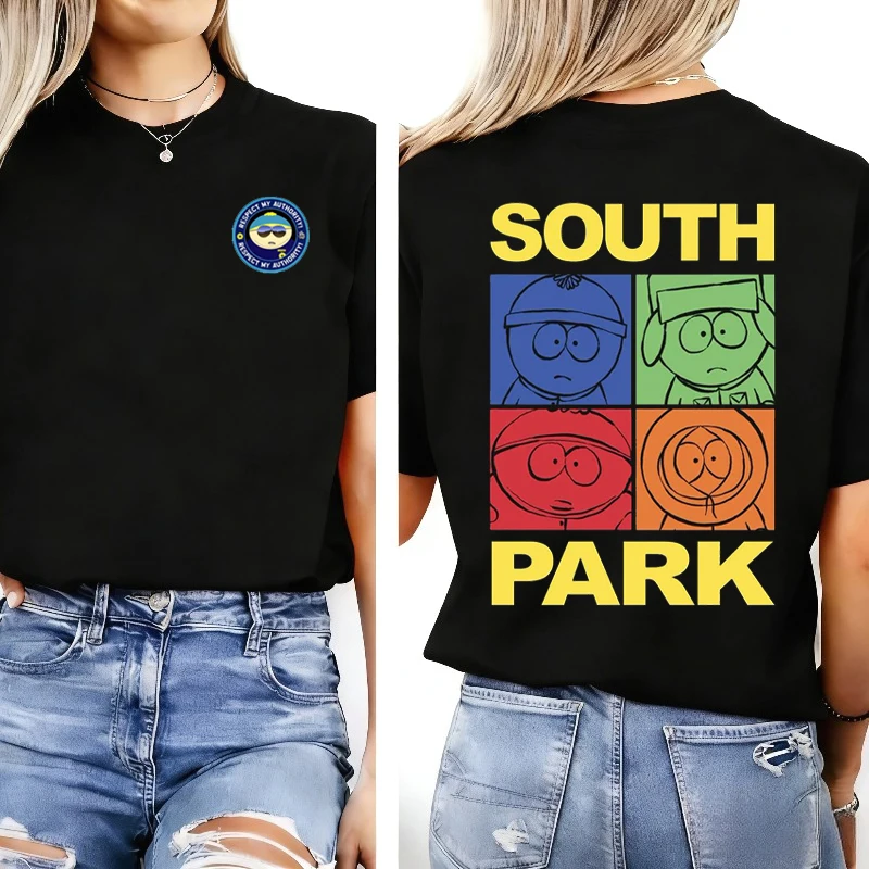 South Park Shirt Women T Shirt Camisa Mujer  Женская Tees Cartoon Tshirt  Graphic T Shirts С Принтом Pattern Reversible TEE