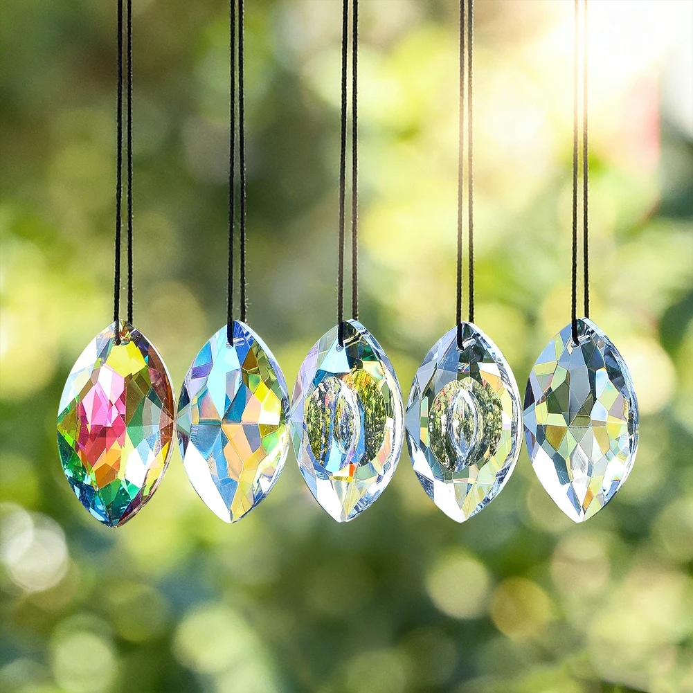 Crystal Horse-eye Pendant Glass Refractive Prism Sun Catcher Chandelier Accessory for Curtains, Weddings and Home Decoration