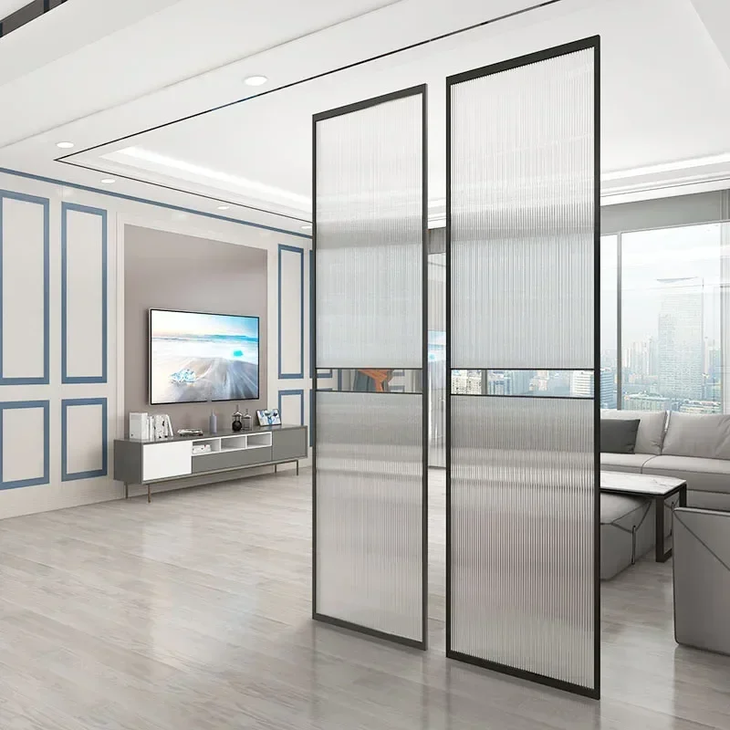 Custom glass screen partition living room to block modern minimalist luxury stainless steel screen