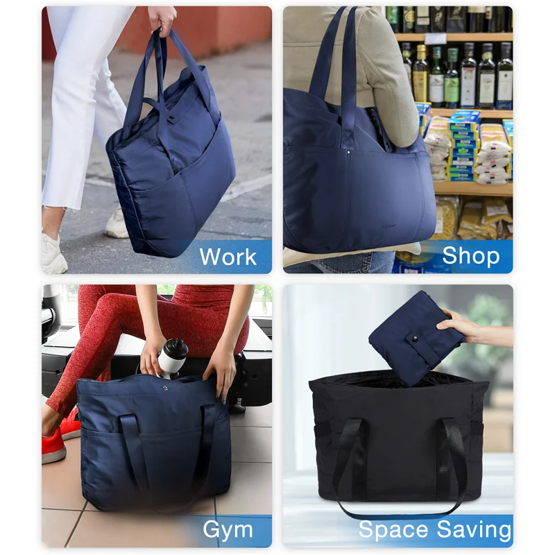 BAGSMART Foldable Sport Tote Bag Large Duffle Bag Shoulder Bag for Women Top Handle Handbag for Travel Work School