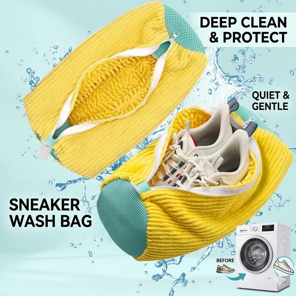 1/2Pcs Shoe Washing Bag Mesh Laundry Bags For Shoes Sneaker Cleaner Anti Deformation Fluffy Fibers Washer Machine Protector Kits