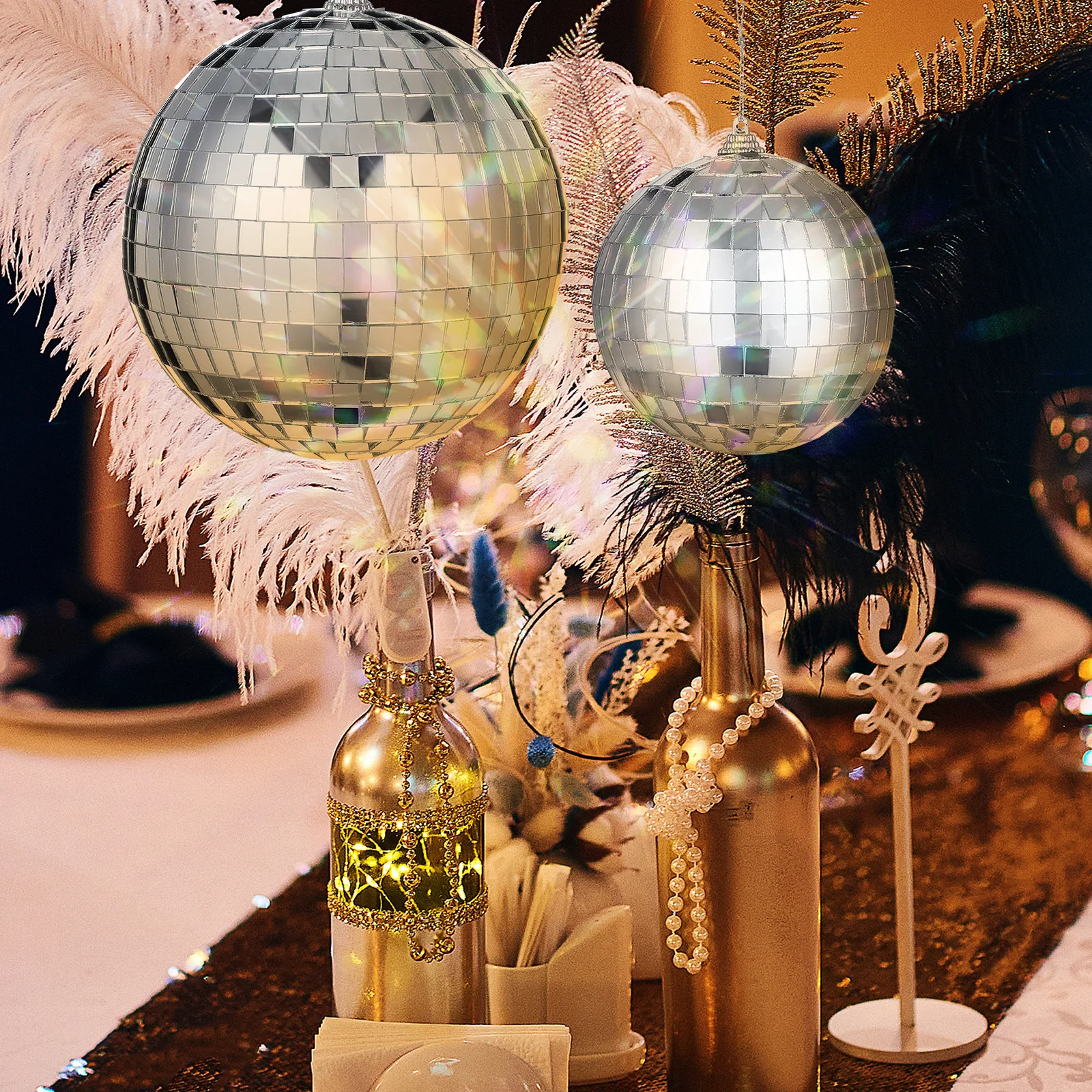

2Pcs Reflective Disco Ball Silver Party Hanging Decor Mirror Balls Ornaments Mirror Disco Balls Party Decoration