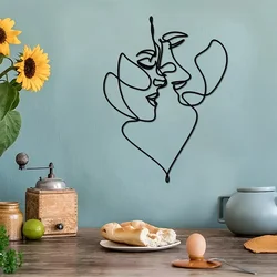 Unique Wire Wall Art Featuring Two Faces Inside Heart Design - Ideal Gift for Birthdays and Christmas Iron for Wall Decoration