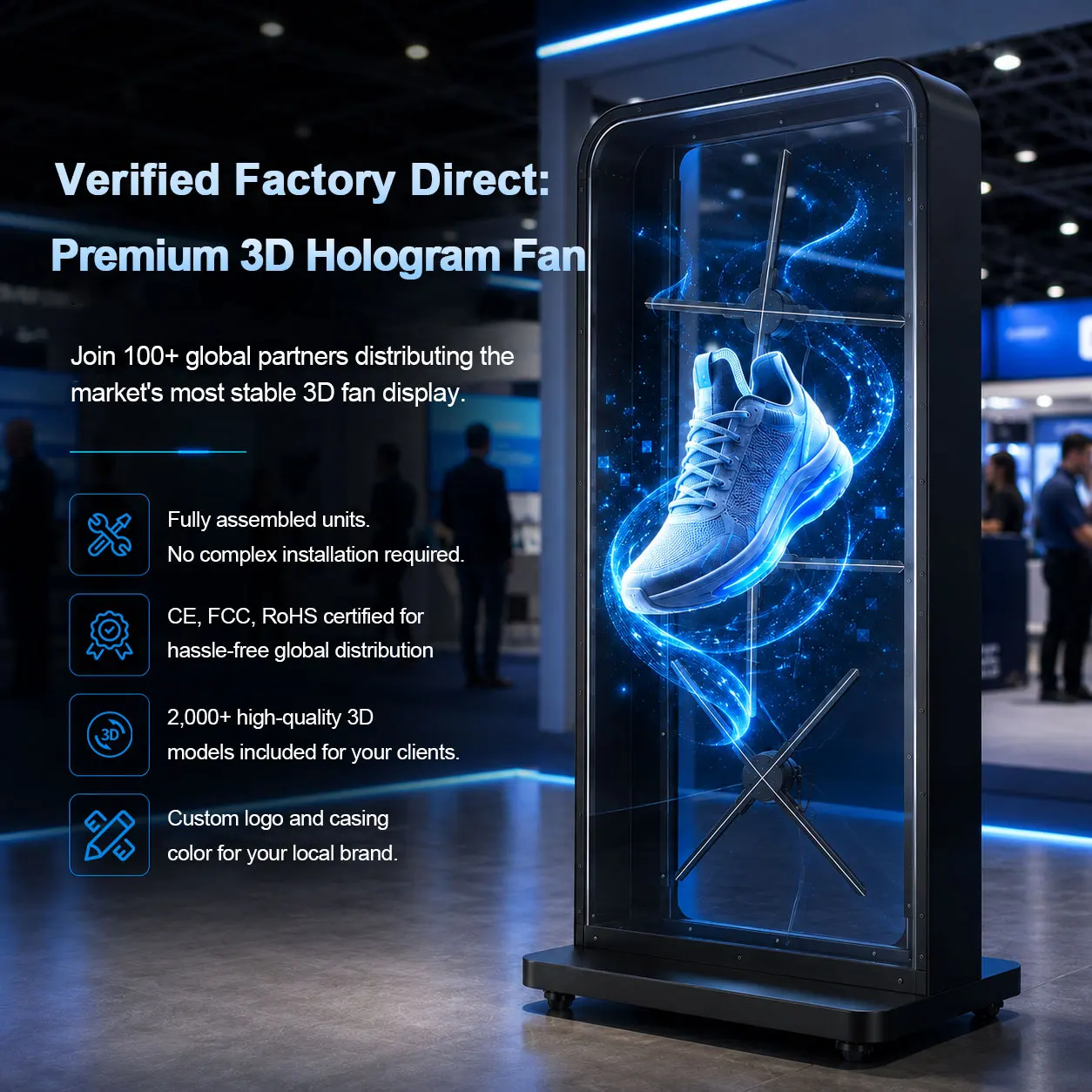 Full Size 3D Other Advertising Equipment Splicing Light Emitting Diode Fan Video Wall Holographic Projector 3D Hologra