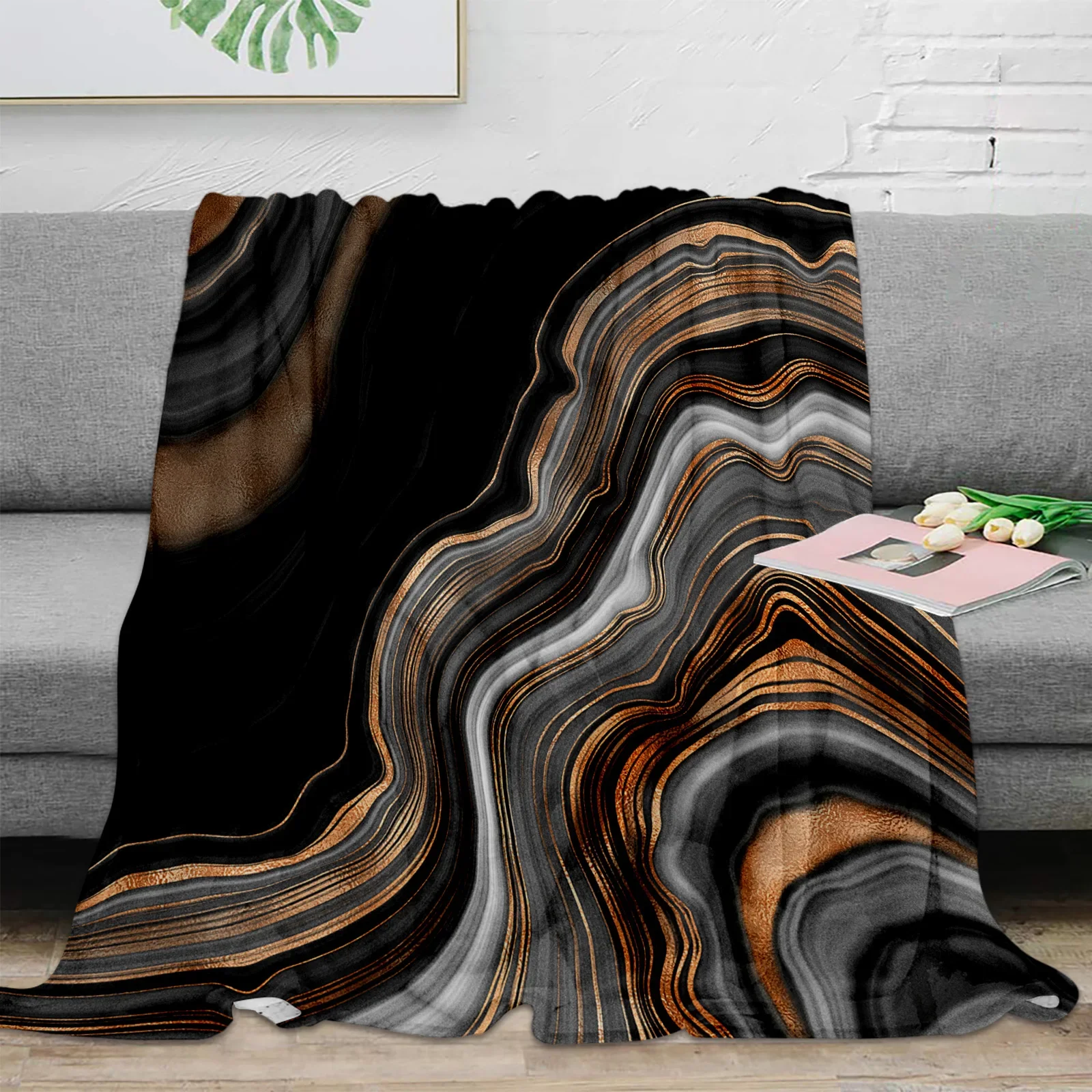 Beautiful Teal Marble Pattern Flannel Blanket Warm Soft Sofa Blanket Winter Sheet Bedspread Camping Travel Blanket