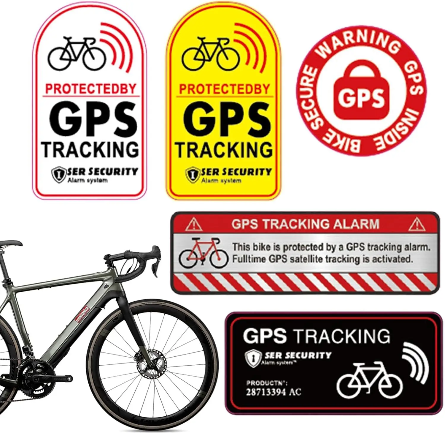 GPS Tracking Alarm Sticker MTB Road Bike Scooter Motorcycle Anti-Theft Decal Warning Reflective Paster for Bicycle Accessories