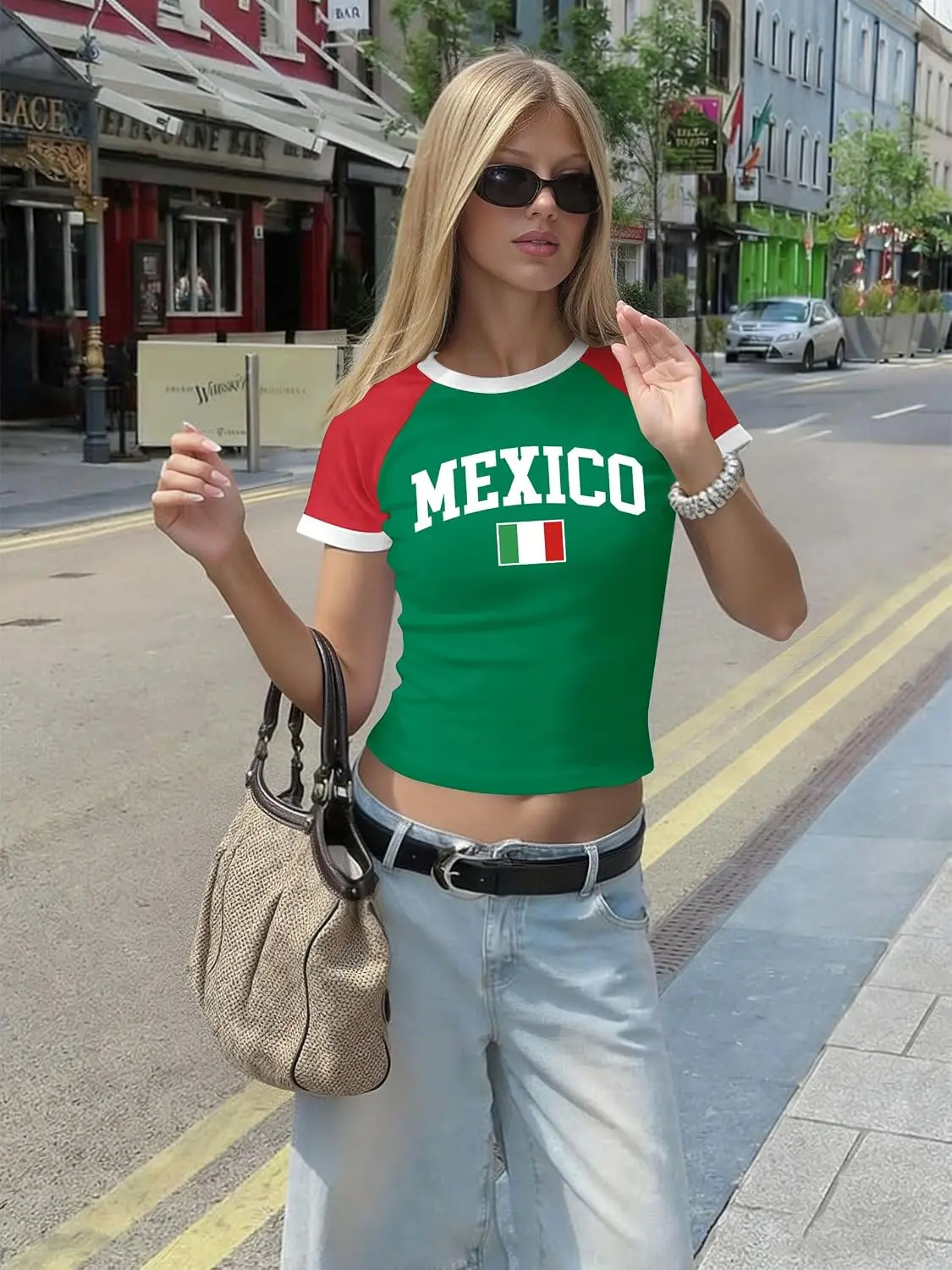 Baby Tee Women USA Mexico Brazil Crop Top Country Flag Y2k Tshirt Jersey Vintage Summer Going Out Tops view 4
