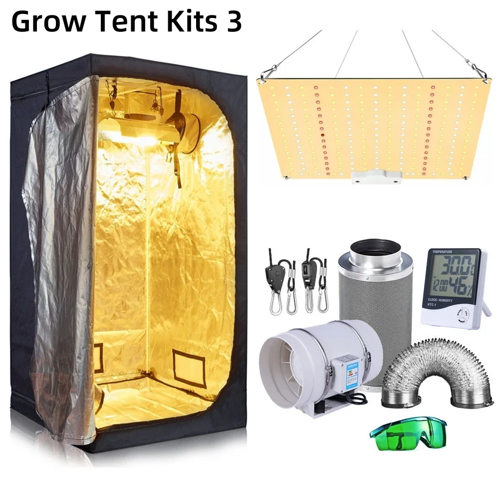 Hydroponisch kweeksysteem kweektent kit growbox 1000W full spectrum led kweeklamp 4 inch afzuigventilatoren koolstoffilter voor plantenkweek