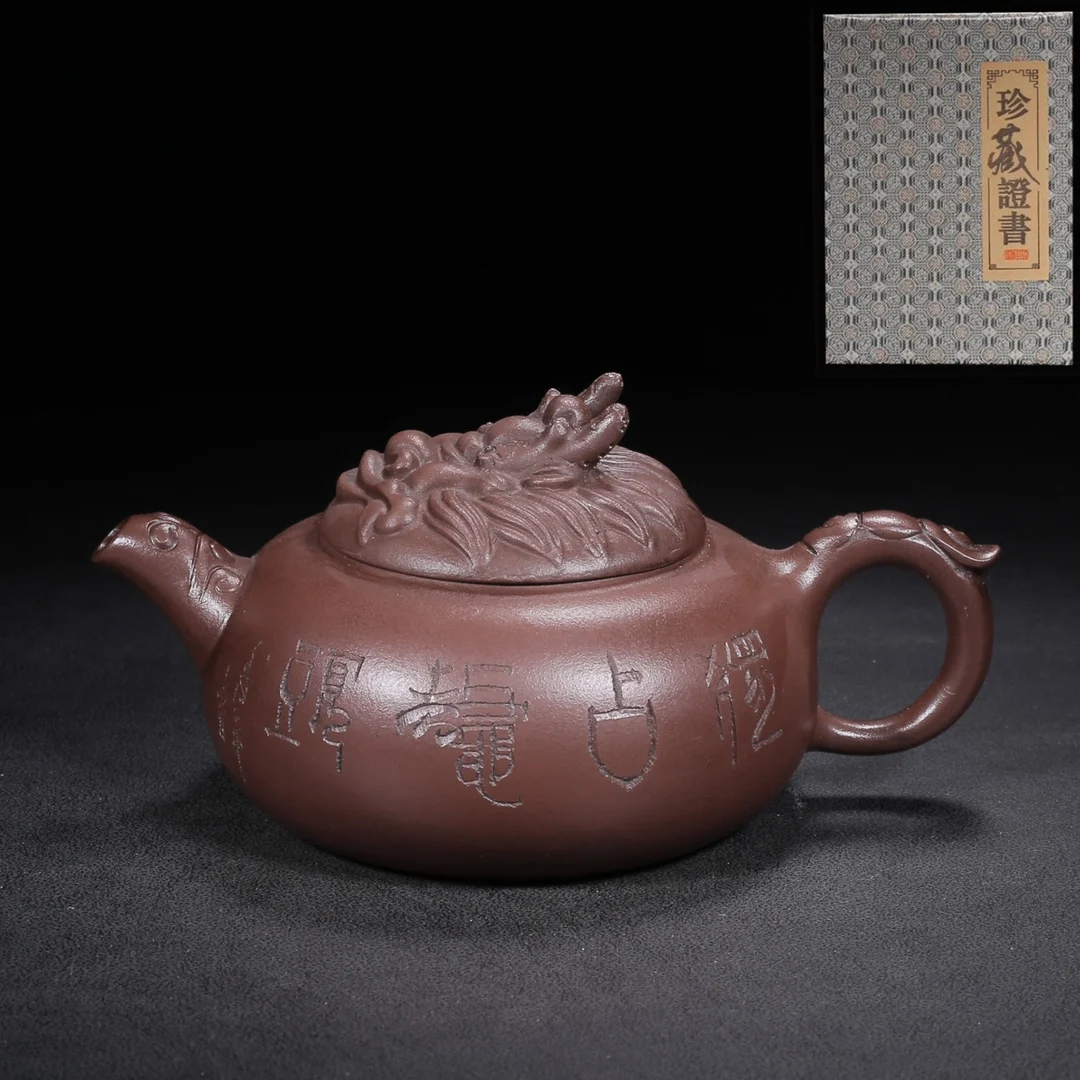 Old Chinese Handicraft Enameled YiXing Zisha (red stoneware) Teapot,cow teapot,with mark, Free shipping
